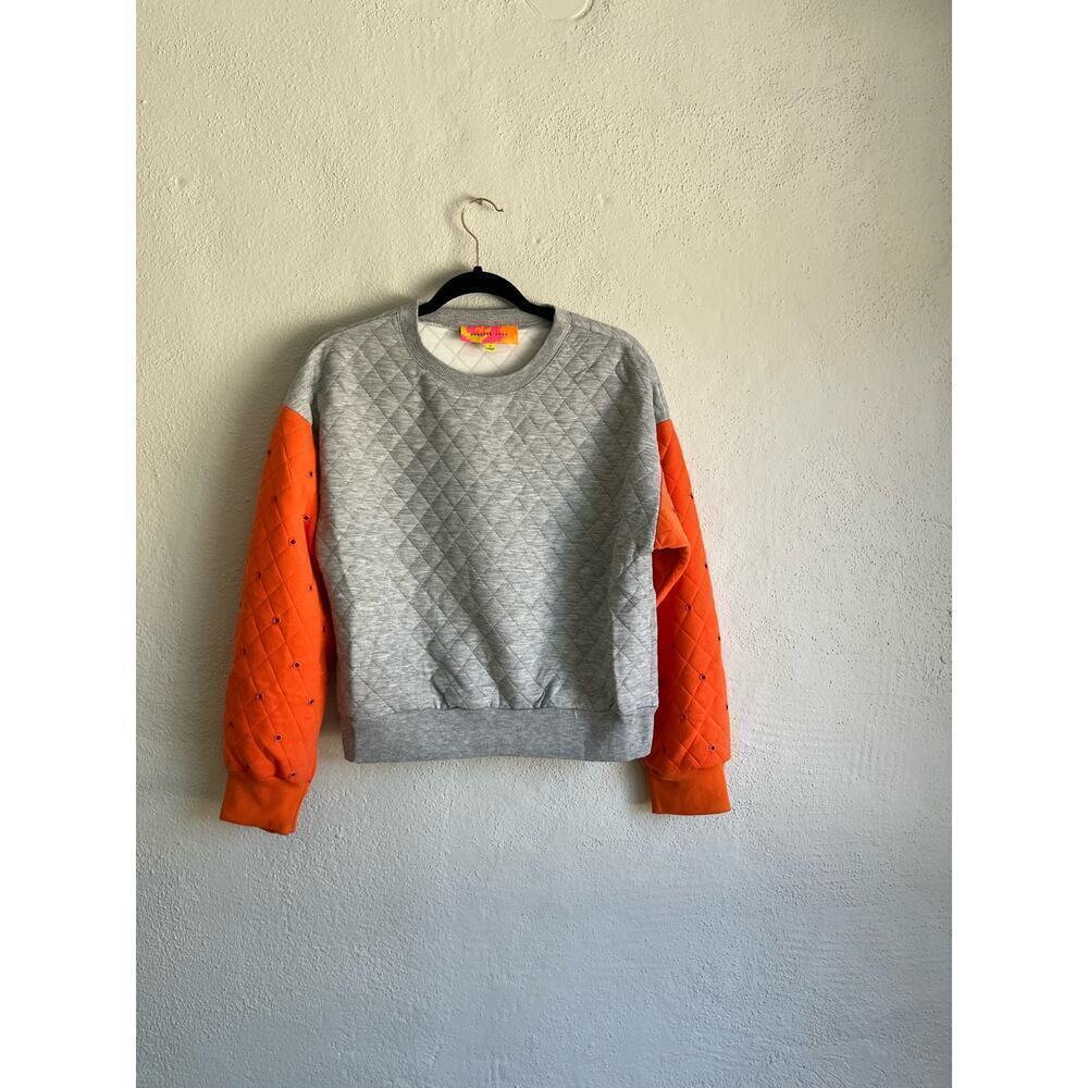 Anthropologie English Rose Quilted Woman Grey & Orange Cotton/Polyester …